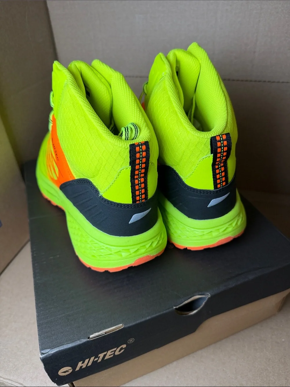 Hi-Tec Men’s Neon Green & Orange High-Top Sneakers